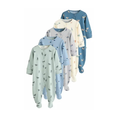 Afbeelding van Next Patterned 5 PACK Regular FIT Kruippakje voor kinderen, Maat: 74, Teal blue