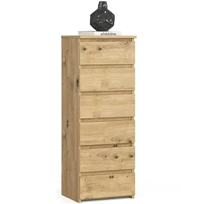 Afbeelding van AKORD dressoir met 6 schuifladen, ladekast, kledingkast, plank, robuust, universeel design, kunsthandwerk eiken