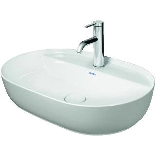 Afbeelding van Duravit luv opzetwastafel 600 mm wit hoogglans kraanvlak met 1 kraangat geslepen wondergliss 03806000001