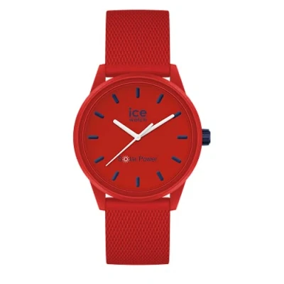 Afbeelding van ICE Watch solar power Red navy Mesh Rood damenhorloge met siliconen armband 018742 (Maat S)