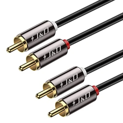 Afbeelding van J&amp;D RCA kabel, Vergulde 2RCA Mannelijk naar Koperen schaal Stereo Audiokabel, Audiokabels, 4,5 Meter
