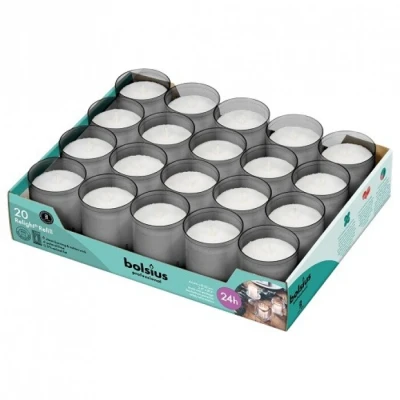 Afbeelding van 80 stuks Bolsius ReLight kaars in antraciet grijze houder 64/50 (24 uur)