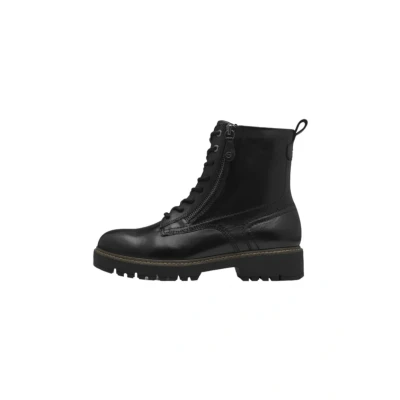 Afbeelding van Tamaris Touchit Enkellaarsjes met plateauzool, Dames, Maat: 41, Black leather Leer/ synthetisch