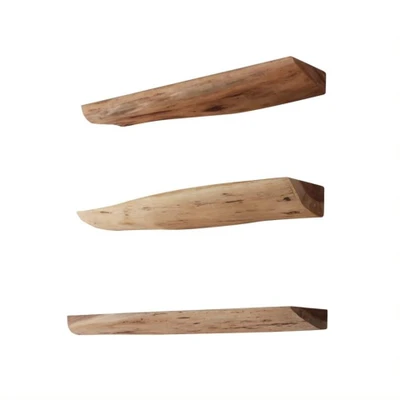 Afbeelding van Giga Meubel Wandschap Set van 3 Acaciahout Naturel 60cm Edge