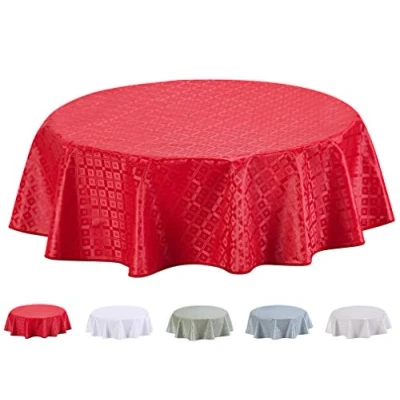 Afbeelding van Home Direct Ronde reliëf tafelzeil PVC afwasbaar tafelkleed 140 cm rood