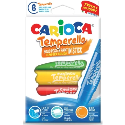 Afbeelding van Carioca Plakkaatverfstick Temperello, Kartonnen Etui Van 6 Stuks Plakkaatverf
