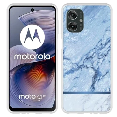 Afbeelding van Cazy Hoesje geschikt voor Motorola Moto G55 Siliconen Blauw Marmer