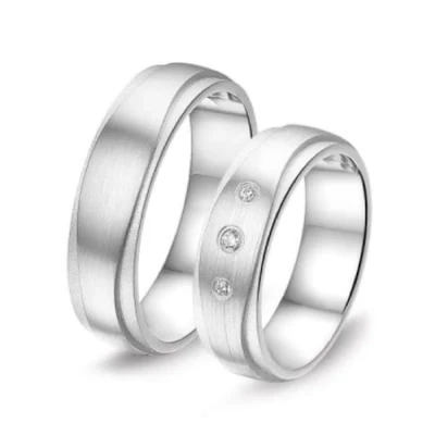 Afbeelding van zilveren vriendschapsringen DS6B8609 voor hem en haar /zilveren relatieringen / ringen per paar