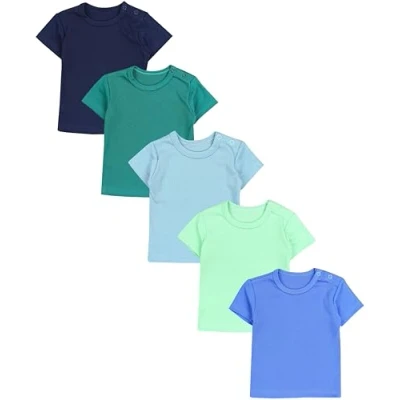Afbeelding van TupTam Baby Uniseks T shirt Set van 5, Krokodil/Donkerblauw/Tijger/Mosterdgeel/Zebra/Blauw, 80