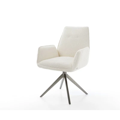 Afbeelding van DELIFE Draaistoel Zoa Flex bouclé wit kruisframe breed grafiet 360 draaibaar rocker functie pocketveer kern