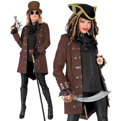 Afbeelding van Widmann Steampunk Kostuum Historische Karakter Jas Vrouw Bruin XL Carnavalskleding Verkleedkleding