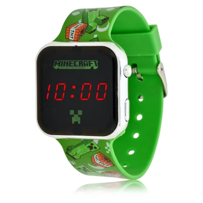 Afbeelding van Disney LED Watch Minecraft Kinderhorloge Met Display Voor Datum en Tijd Groen 5 DIS006