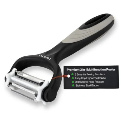 Afbeelding van Lantana 3 in 1 aardappelschiller/gekartelde fruit en groenteschiller/Julienne snijmachine. dunschillers voor snelle schillen van aardappel, wortel allerlei groenten fruit.