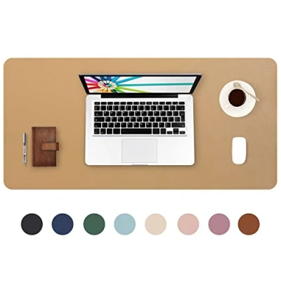 Afbeelding van DOBAOJIA Muismat Grote Mousepad XL, Bureaulegger Bureaumat, Bureau Vloeipapier Schrijfblok, Laptop Bureaumat voor kantoor/thuis, PU leer waterdicht + suède antislip 80 x 40 cm (Khaki)