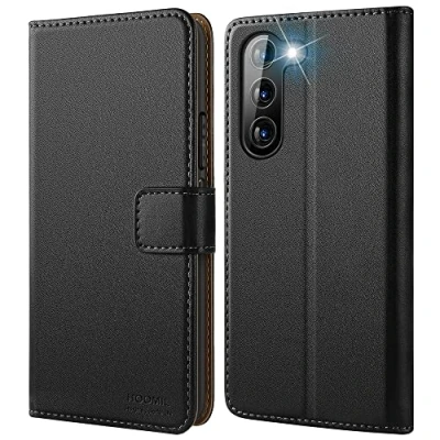 Afbeelding van HOOMIL Magflip Case Compatibel met Samsung Galaxy S23 6,1 Inch, Premium Lederen Hoesje, Zwart