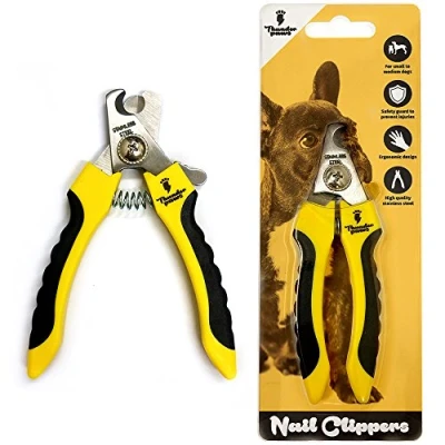 Afbeelding van Thunderpaws Professionele klauwschaar met beschermingsvoorziening, veiligheidssluiting en nagelvijl, klauwsnijder, klauwtang voor honden, geschikt middelgrote grote rassen (Kleine Middelgrote, Geel)