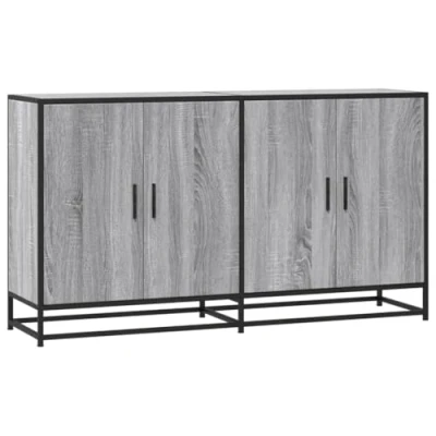 Afbeelding van vidaXL Dressoir 134x35x76 cm bewerkt hout grijs sonoma eikenkleurig