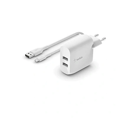 Afbeelding van USB Thuislader met Micro kabel van Belkin Wit Kunststof