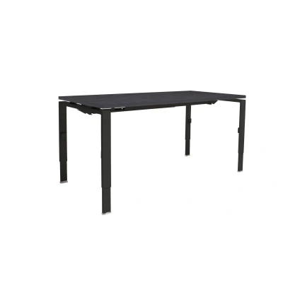Afbeelding van Linesto N4 bureau, hoogte instelbaar (65 85cm) met 180x80cm Schaduwzwart zwevend 25mm blad en zwart (RAL9005) vierpoot N frame (poot rechthoekig 66 x 26 mm.), (met geïntegreerde kabelgoot)