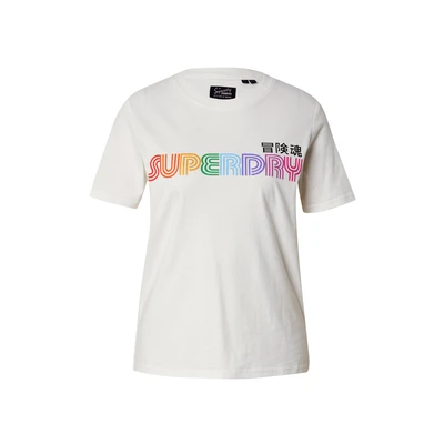 Afbeelding van Superdry Rainbow LOGO Tshirt print, Dames, Maat: 34, Ecru