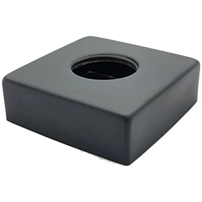 Afbeelding van Zwart Afgewerkt Staal Vierkante Kraag Wastafel Douche Bad Tap Cover Rozet