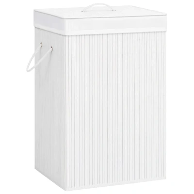 Afbeelding van Wasmand met 2 vakken 72 L bamboe wit