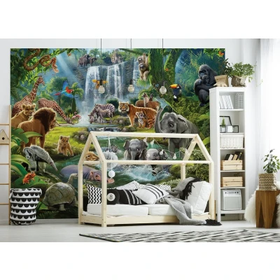 Afbeelding van Walltastic Jungle Safari Dieren Posterbehang Kinderbehang XXL (305 x 244 cm) 6 Panelen