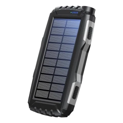 Afbeelding van Denver PSO 20010 MK2 Solar powerbank 20000 mAh Antraciet Zaklamp, Statusweergave