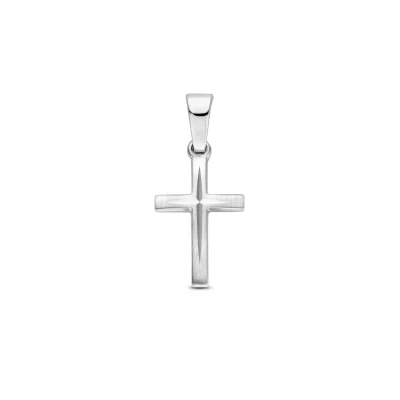 Afbeelding van Hanger Kruis Mat Gediamanteerd 13 Mm Zilver Gerhodineerd