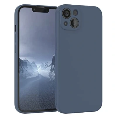 Afbeelding van EAZY CASE siliconen telefoonhoes compatibel met iPhone 13, tweelaagse slimcover camerabescherming en binnenvoering, hoes, beschermhoes, bumper, mobiele telefooncase, softcase, petrol