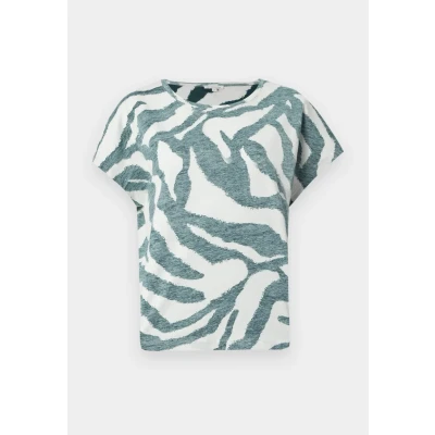 Afbeelding van TOM Tailor Inside Printed Tshirt print, Dames, Maat: Medium, Teal