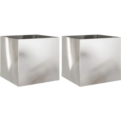 Afbeelding van Plantenbakken 2 st 49x47x46 cm roestvrij staal zilverkleurig