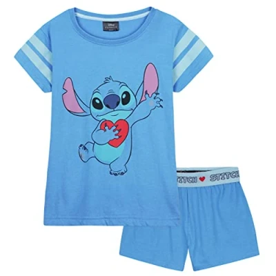 Afbeelding van Disney Stitch Meisjes Pyjama voor Kinderen en Tieners 2 Stuks Nachtkleding Korte PJ&#039;s Zachte Ademende Lounge Wear 4 14 Jaar Eeyore Geschenken (Blauw Stitch, 11 12 Jaar)