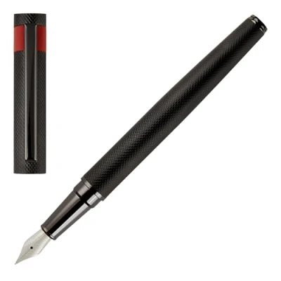 Afbeelding van HUGO BOSS Loop Diamond HSW3672A messing vulpen zwart lengte: 14,7 cm, topdikte: M,