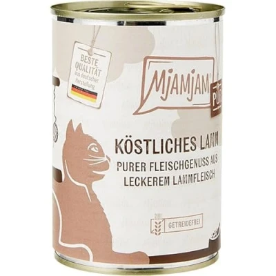 Afbeelding van MjAMjAM premium natvoer voor katten puur vleesgenot heerlijk lamsvlees, 6 stuks (6 x 400 g), graanvrij met extra vlees