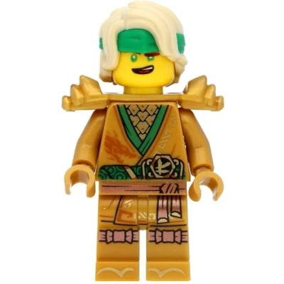 Afbeelding van LEGO Ninjago minifiguur Gouden Lloyd (2021 Edition) met schouderuitrusting en zwaarden