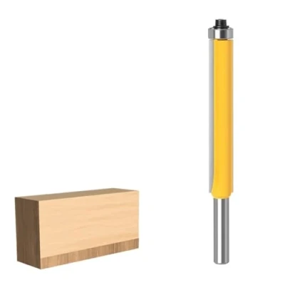Afbeelding van 1 stks Top Bearing Flush Trim Router Bits, 8mm Schacht Lange Blade Houtbewerking Snijgereedschap Sjabloon Cut Bit, Carbide Getipt Patroon Bit(8X12.7X76mm)