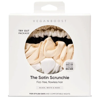 Afbeelding van Veganboost Satijnen Scrunchie Set 3 Small Big