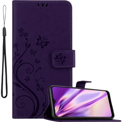 Afbeelding van Cadorabo Hoesje geschikt voor Samsung Galaxy A22 5G in Bloemen DONKER PAARS Beschermhoes Case Cover