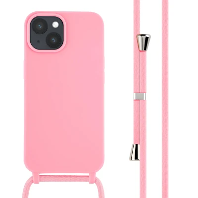 Afbeelding van Apple iPhone 15 Hoesje Siliconen en TPU (zacht) iMoshion Softcase/Koordhoesje/Backcover Roze Telefoonhoesje