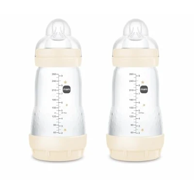 Afbeelding van MAM Easy Start Anti Colic A139 fles gepatenteerde antikoliekfles met Skinsofttm ultrazachte siliconen speen, baby&#039;s vanaf 2 maanden, stuks, 260 milliliter, verschillende modellen