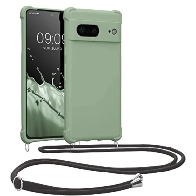 Afbeelding van kwmobile telefoonhoesjegeschikt voor Google Pixel 7 Hoesje van siliconen met telefoonkoord In grijsgroen