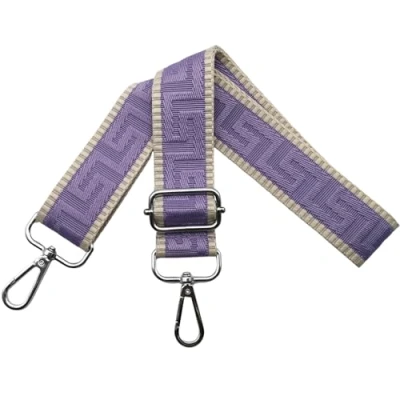 Afbeelding van Schouderriem voor tas, tasriemen om te wisselen, verstelbare tasriem, breedte: 3,8 cm, met zilveren karabijnhaak, tasband, schouderriem, draagriem dameshandtassen, kaki/paars, K33