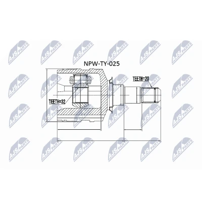 Afbeelding van Homokineet reparatie set, aandrijfas NTY NPW TY 025