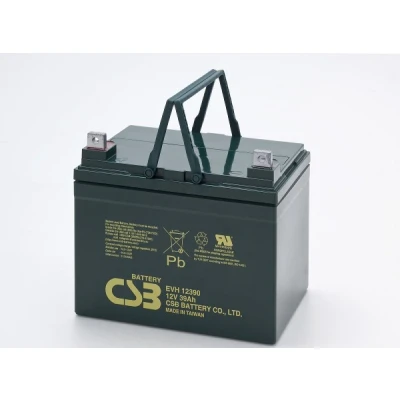 Afbeelding van CSB EVH12390 12 volt AGM loodzuurbatterij 39Ah, 195x130x178mm M6 platte pool B / N cyclusbestendig + stand by