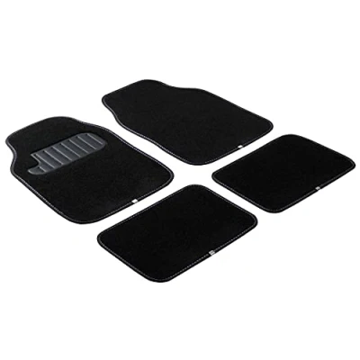 Afbeelding van Tapijt Color, universele vloermatten, vierdelige auto matten set met anti slip noppen zwart/paars