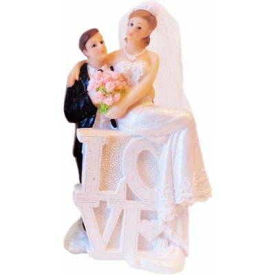 Afbeelding van Bruiloftstaart poppetjes LOVE type 2 Taartdecoraties