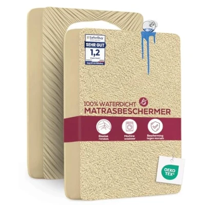 Afbeelding van Utopia Bedding Matrasbeschermer 140 x 200 30 cm Waterdicht, Gecertificeerd Oeko Tex, Ademend Matrasbeschermhoes, Rondom Elastisch (Beige)
