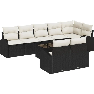 Afbeelding van vidaXL 8 Stuk Tuin Sofa Set met Kussens Bruin Poly Rattan