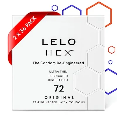 Afbeelding van LELO HEX Original condooms dun met verhoogde sterkte, ultradunne gesmeerd voor mannen, 0,045 mm dun, 54 in diameter (72 stuks)
